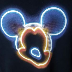 Disney Mickey Mouse sweatshirt shirt Mens Neon deep space blank glow stare UT b9